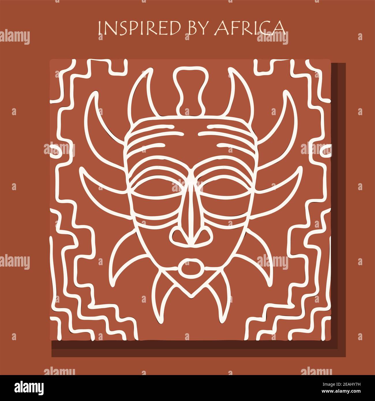 MASQUE AFRIQUE. Fond africain, AFFICHE avec modèle traditionnel tribal. Illustration vectorielle DRAWED À LA MAIN Banque D'Images