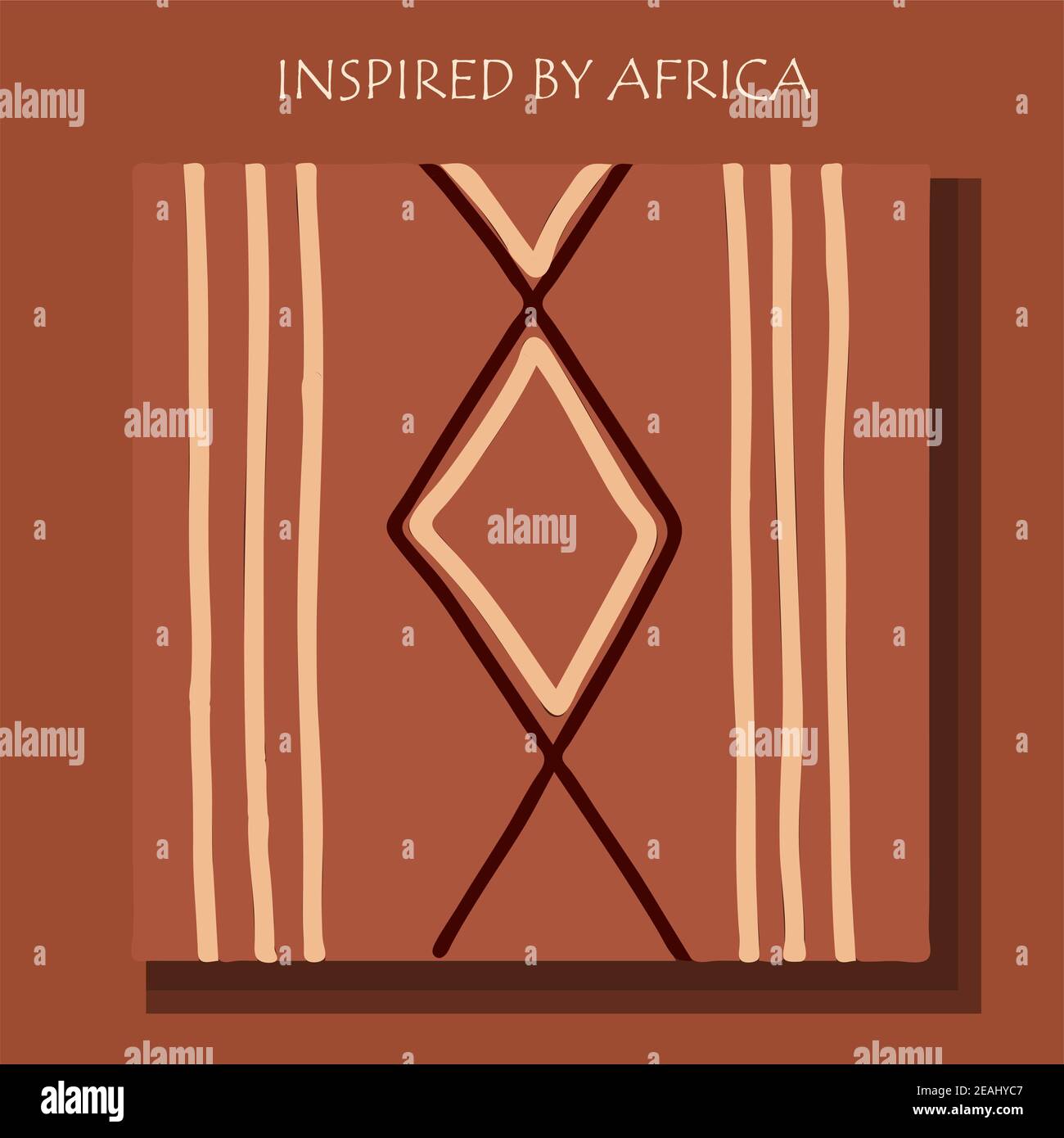 INSPIRÉ PAR L'AFRIQUE. Fond africain, flyer avec modèle traditionnel tribal. Banque D'Images