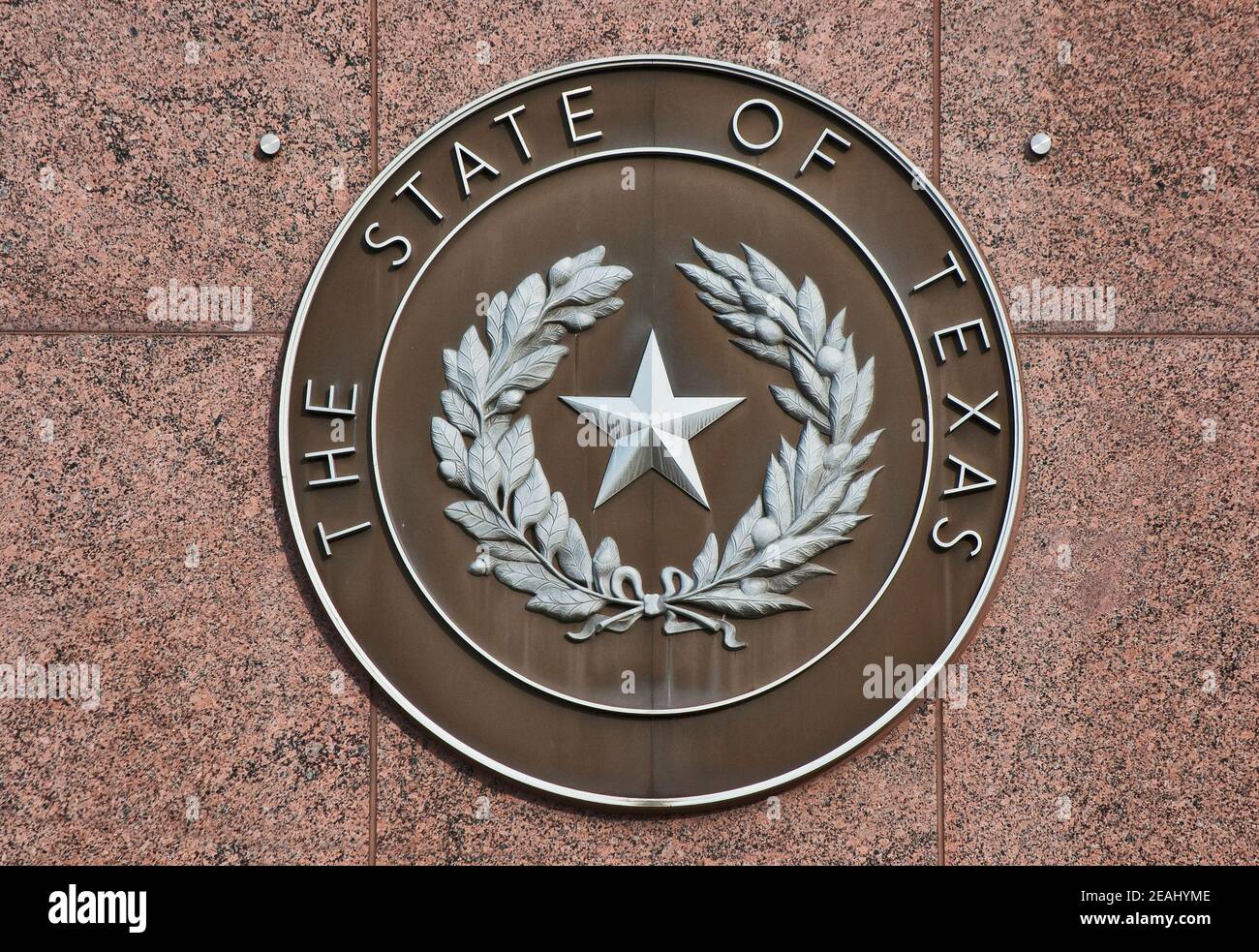 Texas State Seal au palais de justice du comté de Galveston, Galveston, Texas, États-Unis Banque D'Images