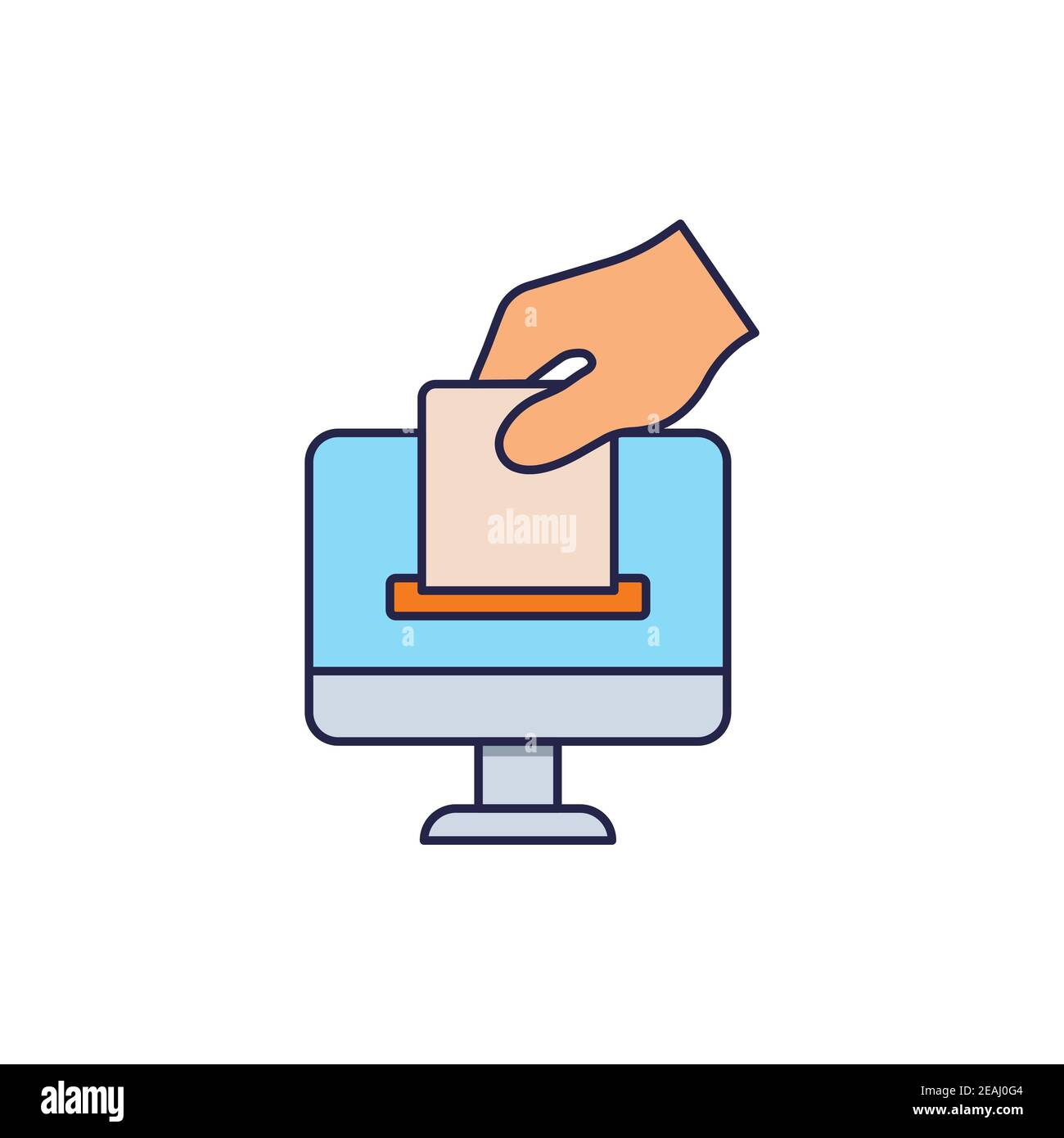 Icône de vote du moniteur en ligne, couleur, ligne, signe vectoriel de contour, pictogramme de style linéaire isolé sur blanc. Symbole, illustration du logo Illustration de Vecteur