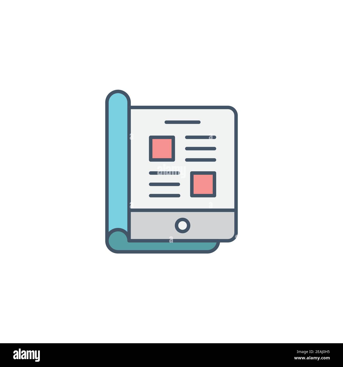 Icône de magazine en ligne, couleur, ligne, signe vectoriel, pictogramme de style linéaire isolé sur blanc. Symbole, illustration du logo Illustration de Vecteur