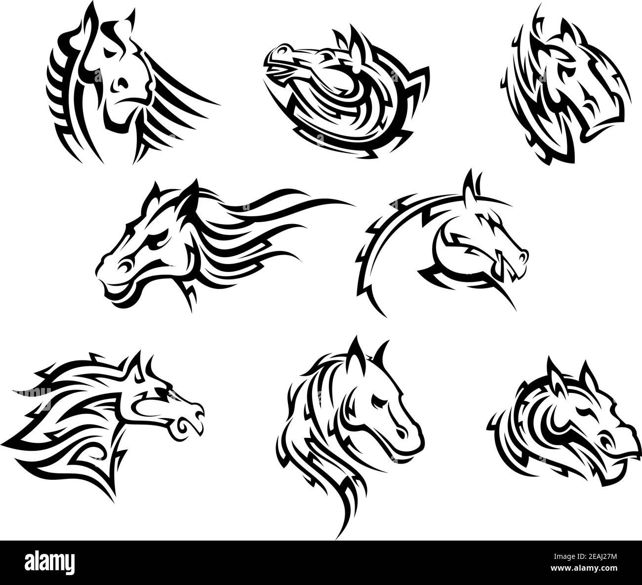 Tatouage Cheval Noir Et Blanc Image Vectorielle Stock Alamy