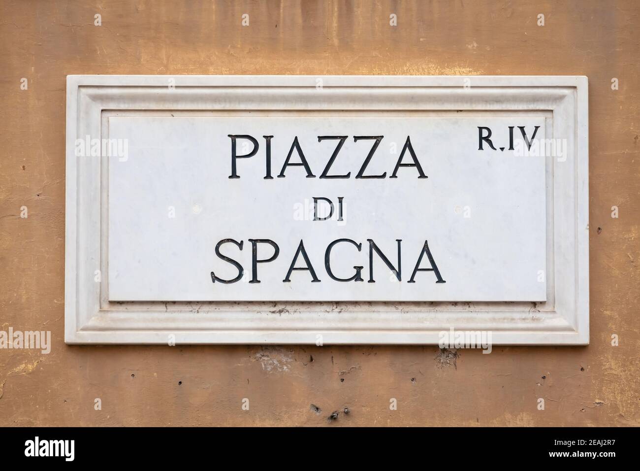 Plaque de rue : Piazza di Spagna (Place d'Espagne) à Rome Banque D'Images