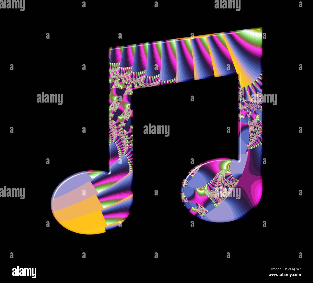 Rendu 3D du symbole avec effet fractal et brillant coloré décoration Banque D'Images