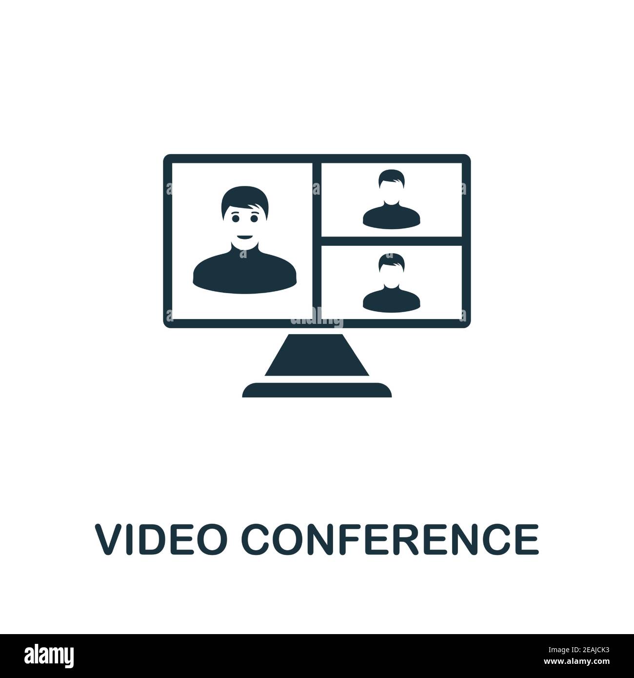 Icône de vidéoconférence. Élément simple de la nouvelle collection normalité. Icône de vidéoconférence monochrome remplie pour les modèles, les infographies et les bannières Illustration de Vecteur