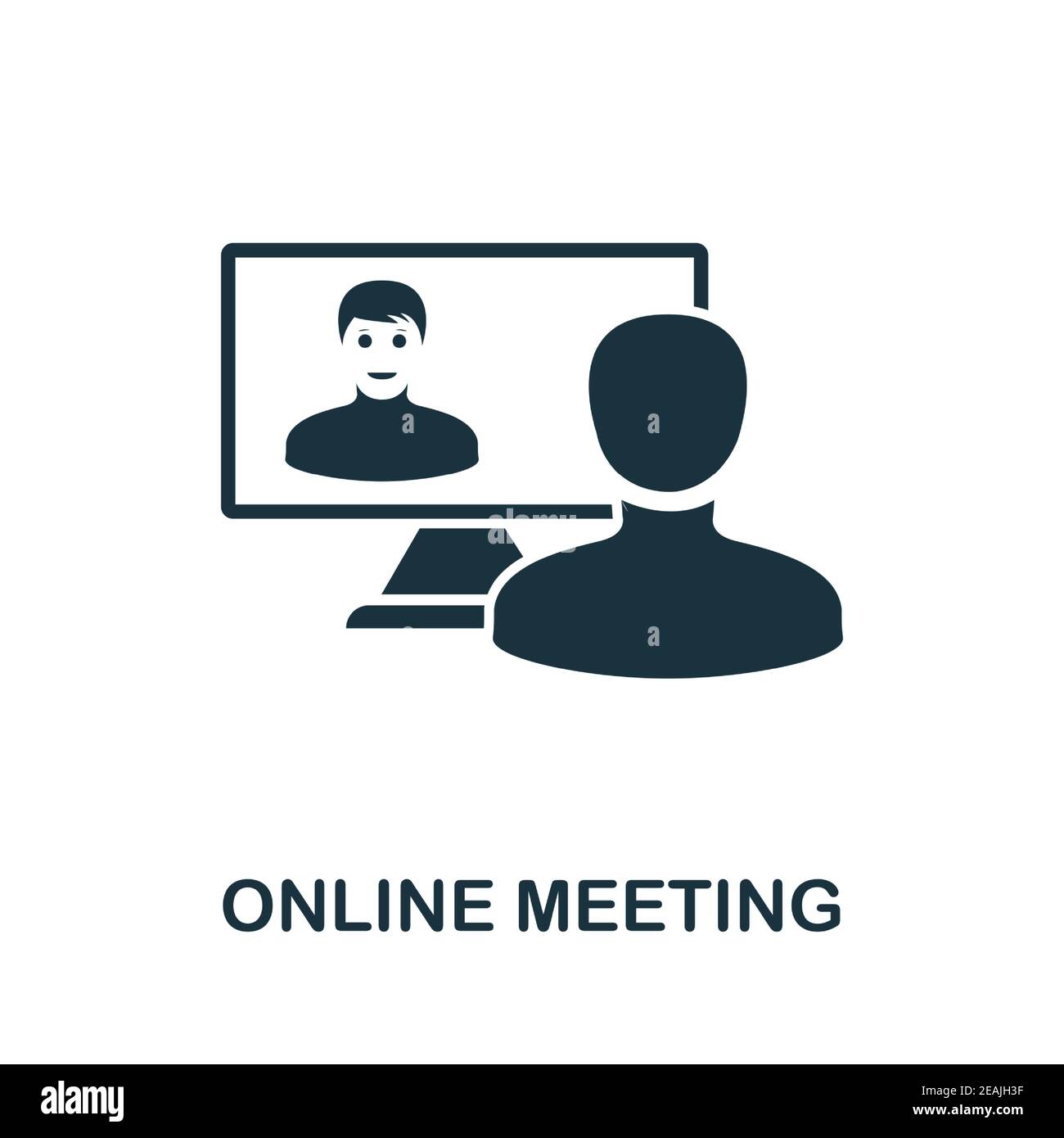 Icône Réunion en ligne. Élément simple de la nouvelle collection normalité. Icône de réunion en ligne monochrome remplie pour les modèles, les infographies et les bannières Illustration de Vecteur