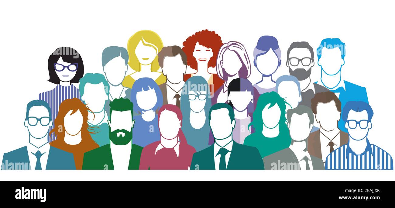 Portrait de groupe de personnes, groupe d'équipe - illustration vectorielle Banque D'Images