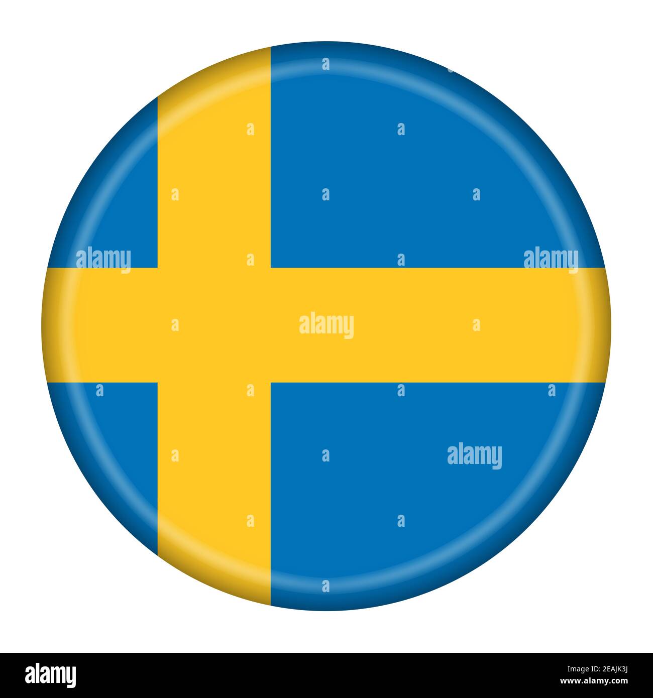 Illustration 3d du bouton drapeau de Suède avec masque Banque D'Images