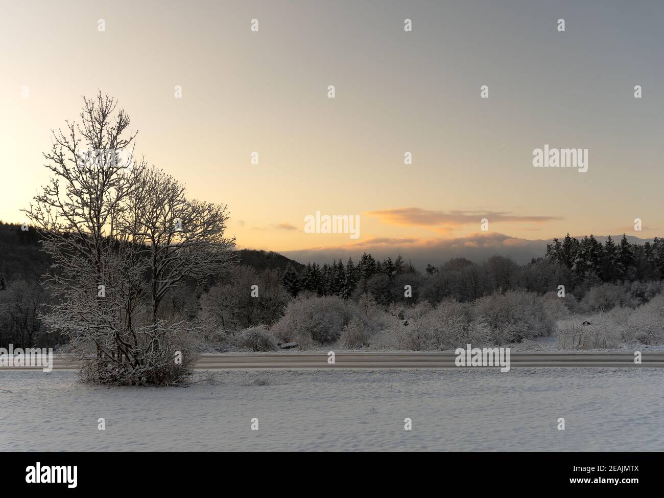 Paysage vue d'hiver près du village Osterfeld, Allendor Eder Banque D'Images