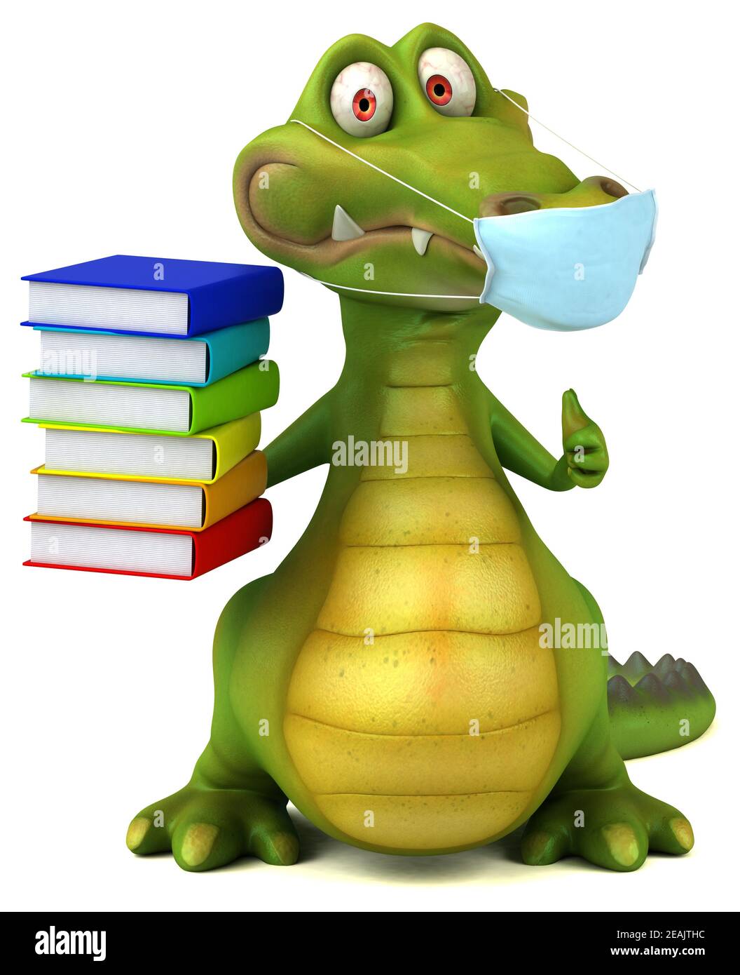 Dessin animé 3D amusant crocodile avec un masque Banque D'Images