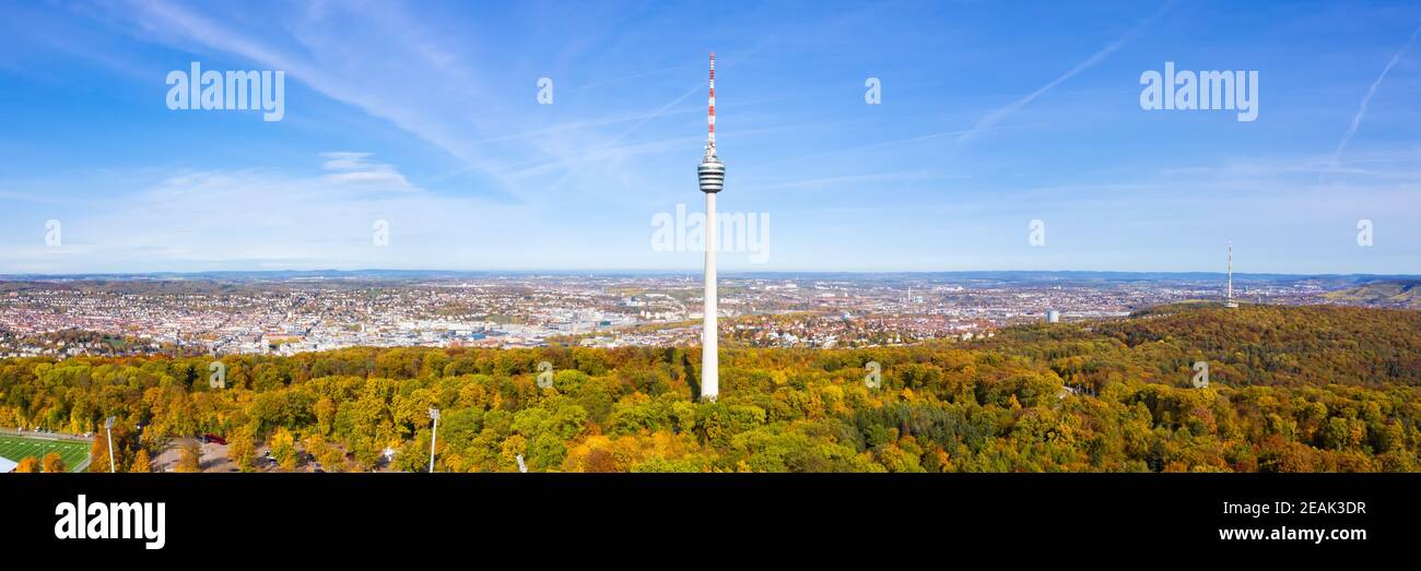 Stuttgart tv tour horizon vue aérienne ville architecture panorama Banque D'Images
