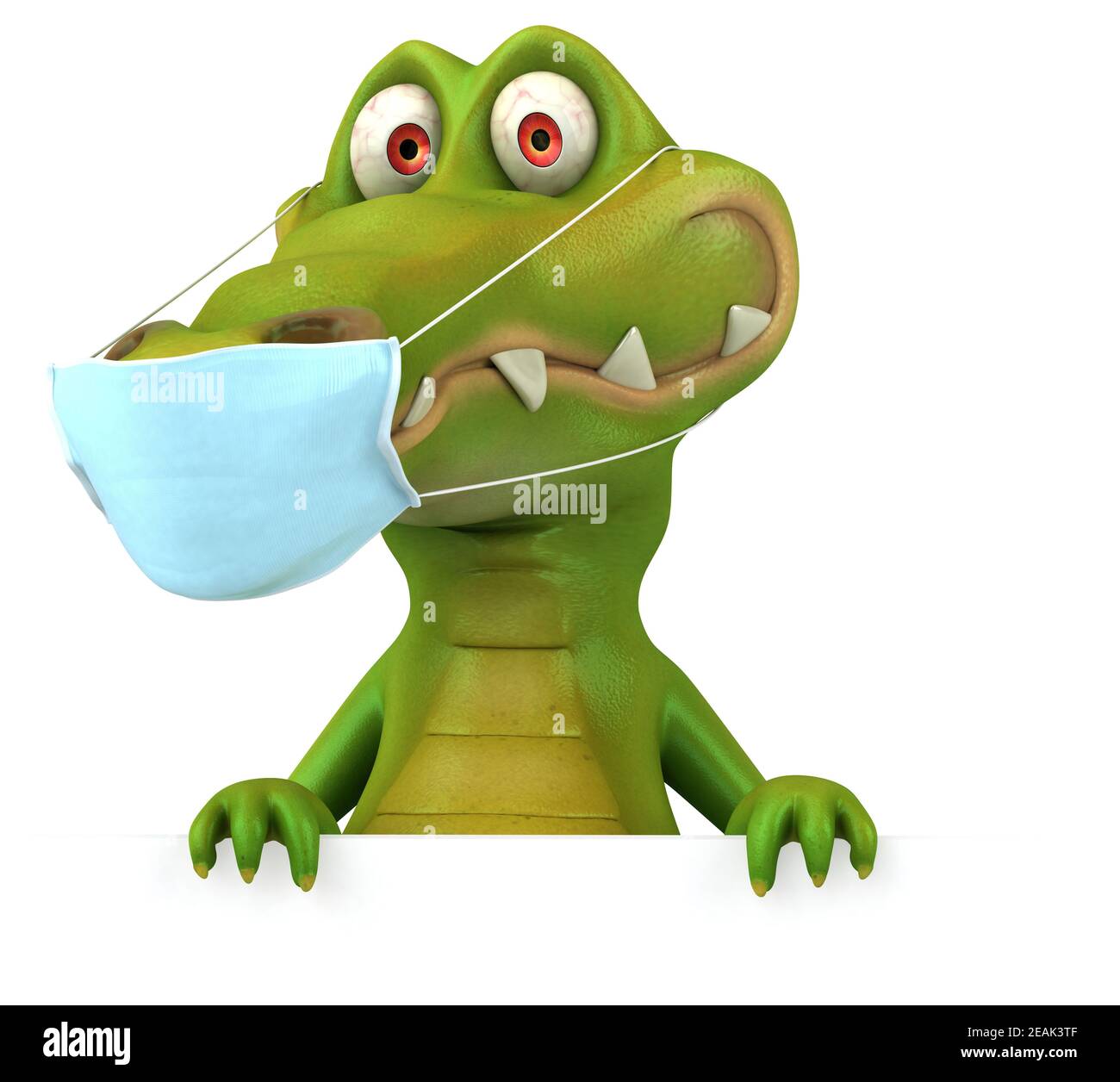Dessin animé 3D amusant crocodile avec un masque Banque D'Images