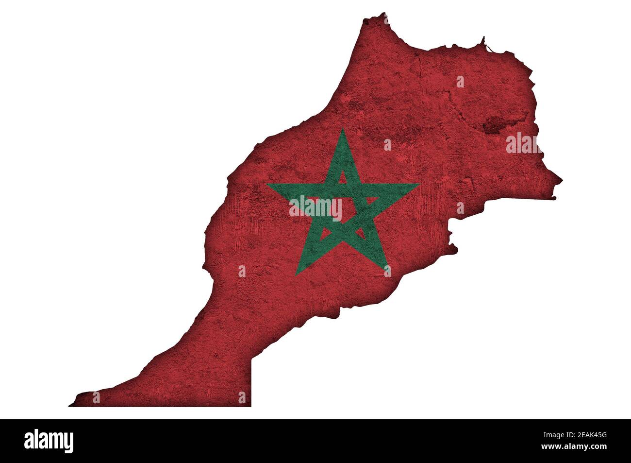 Carte et drapeau du Maroc sur le béton abîmé Banque D'Images