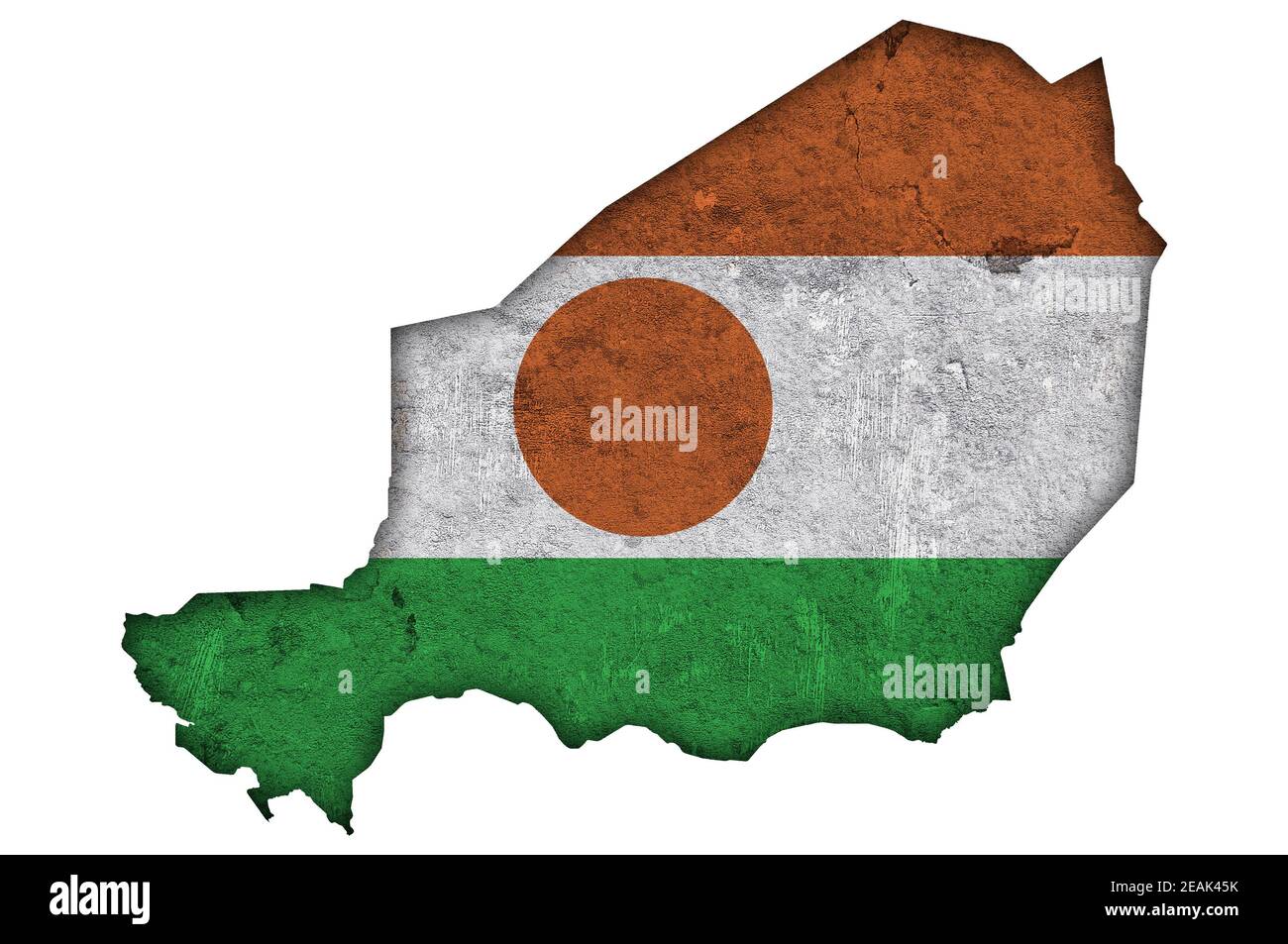 Carte et drapeau du Niger sur le béton abîmé Banque D'Images