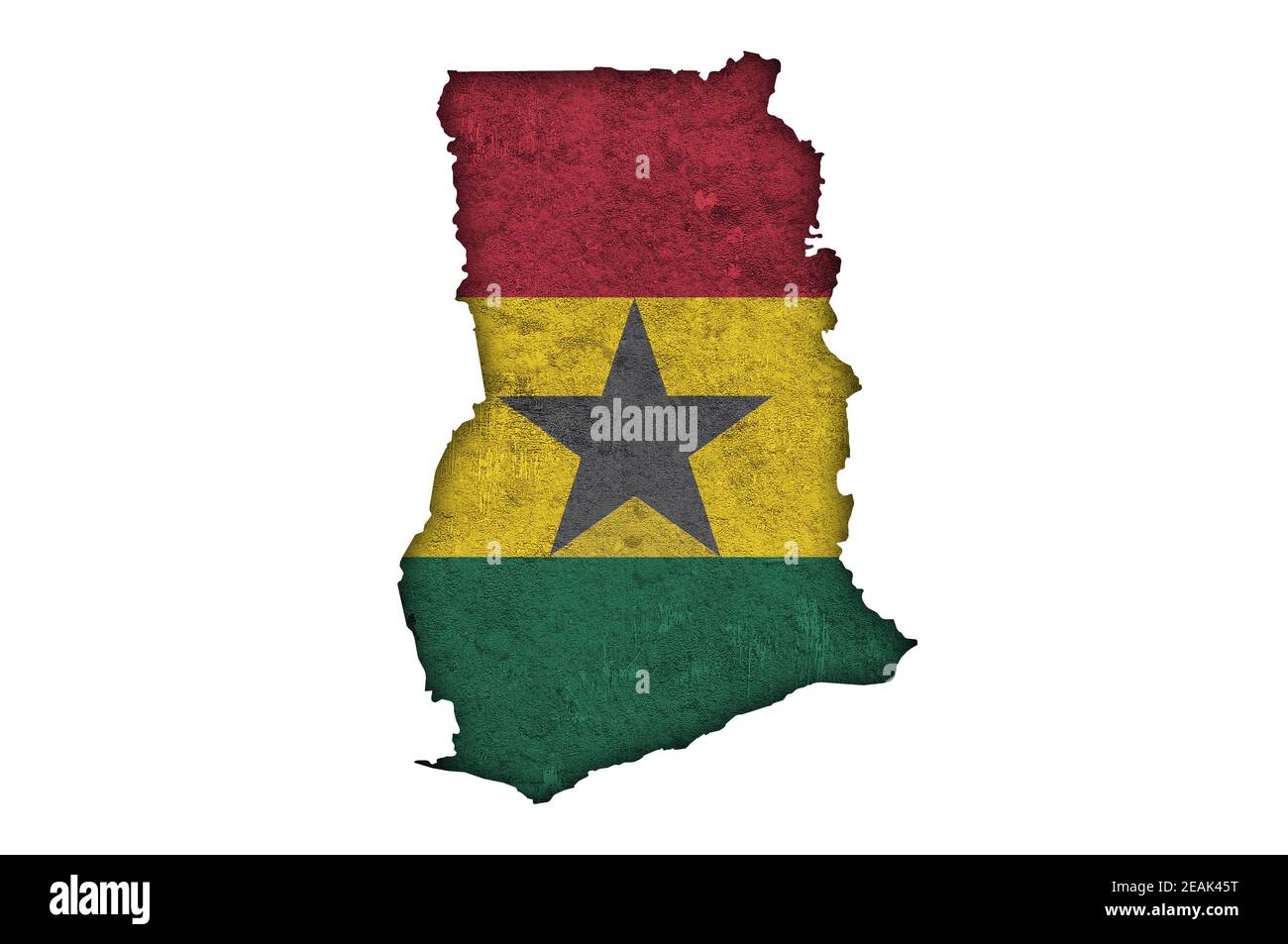 Carte et drapeau du Ghana sur le béton abîmé Banque D'Images