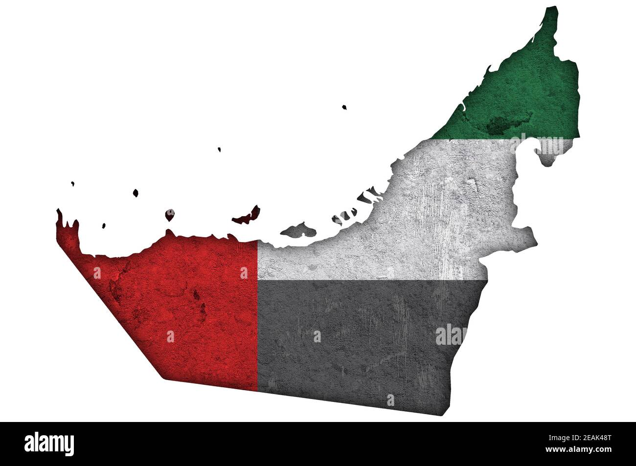 Carte et drapeau des Émirats arabes Unis sur le béton abîmé Banque D'Images