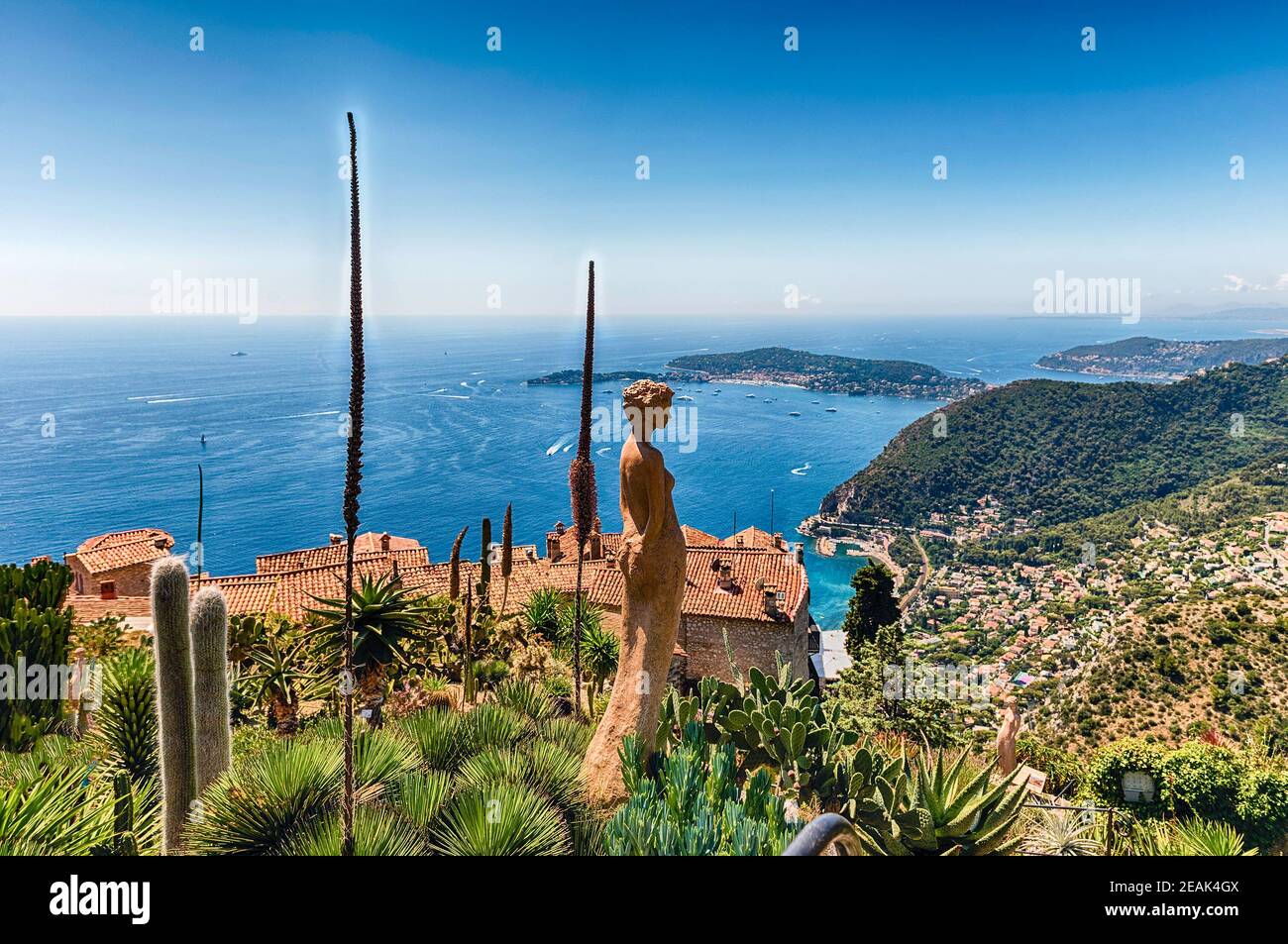Vue sur le littoral de la Côte d'Azur, Eze, France Banque D'Images
