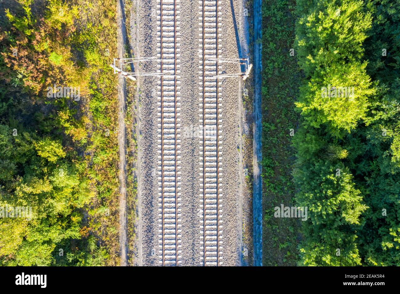 Voie ferroviaire voie ferrée ligne chemin de fer voie ferrée vue aérienne Banque D'Images