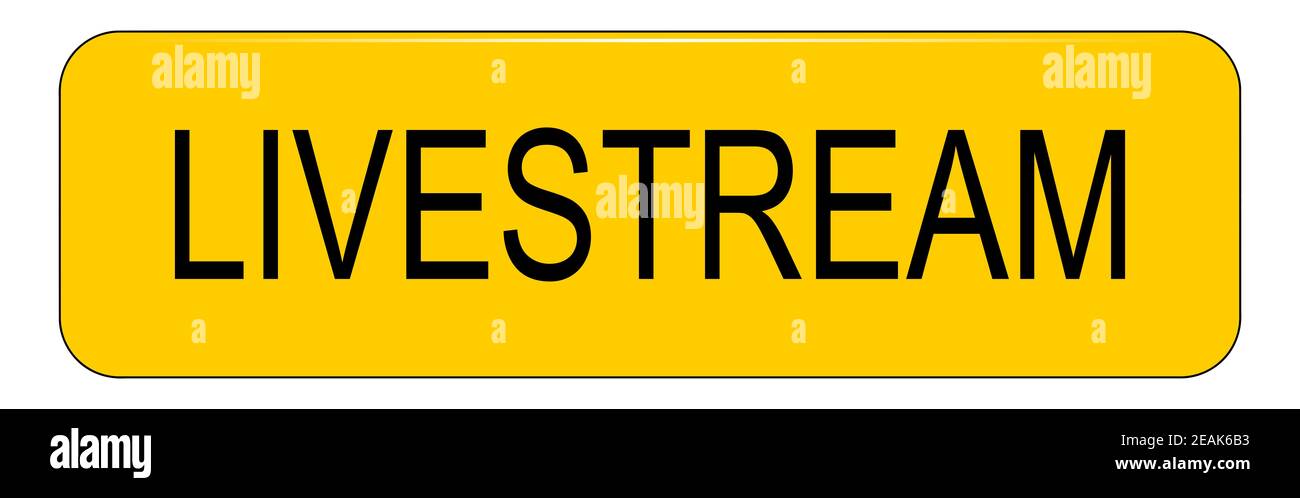 Bouton jaune Livestream sur fond blanc - illustration Banque D'Images