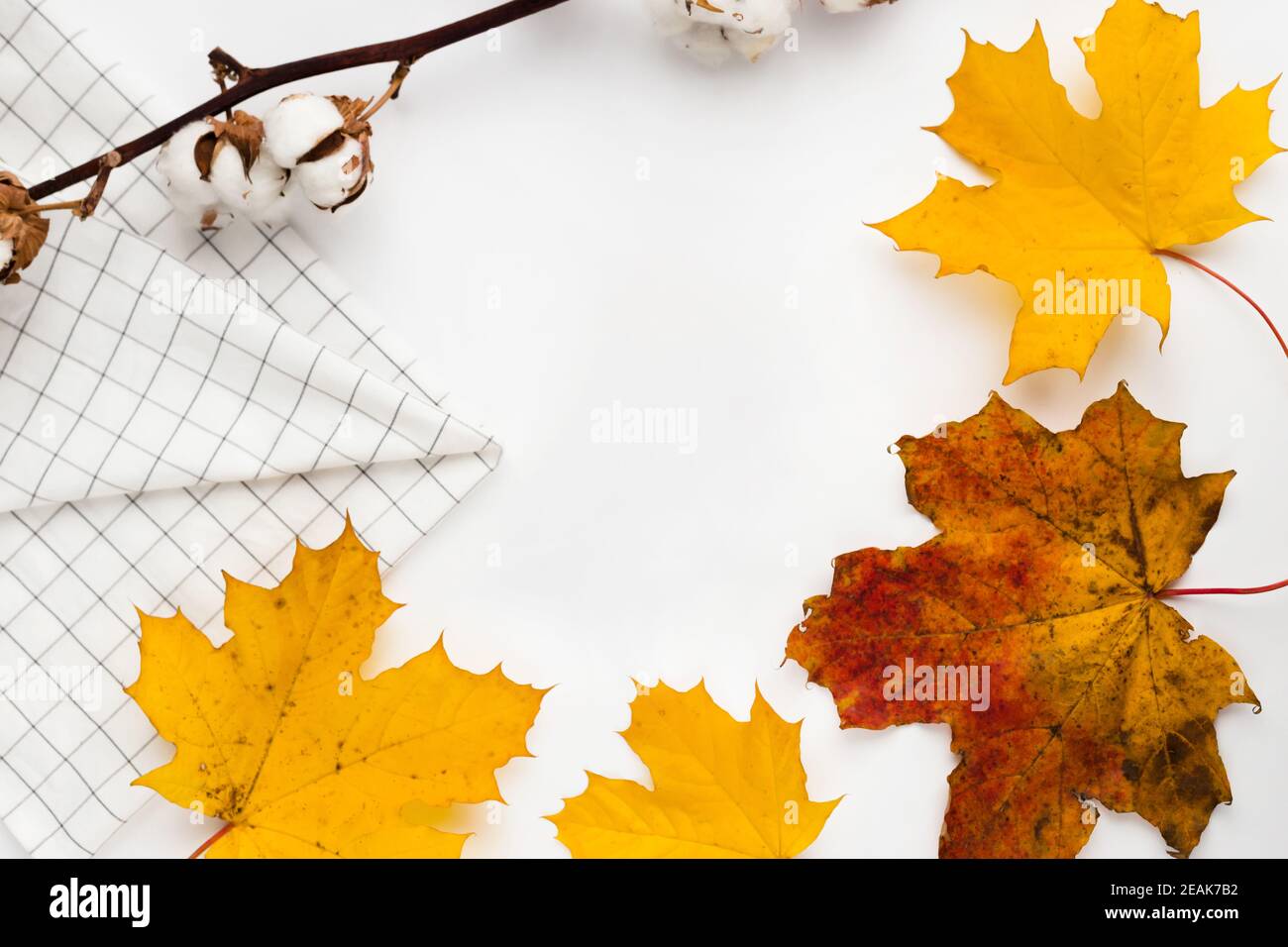 Composition de la vibe d'automne. Maquette de carte de vœux vierge. Pot à parfum, feuilles d'érable colorées. Arrière-plan de table blanc. Flat lay, vue de dessus. Banque D'Images Composition de la vibe d'automne. Maquette de carte de vœux vierge. Pot à parfum, feuilles d'érable colorées. Arrière-plan de table blanc. Flat lay, vue de dessus. Banque D'Images