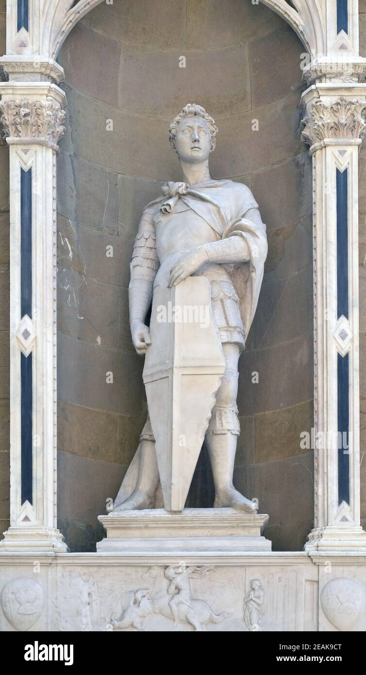 Saint Georges de Donatello, de l'église Orsanmichele à Florence, Toscane, Italie Banque D'Images