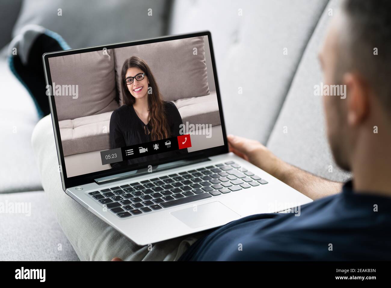 Webcam de vidéoconférence en ligne Chat en direct Photo Stock - Alamy