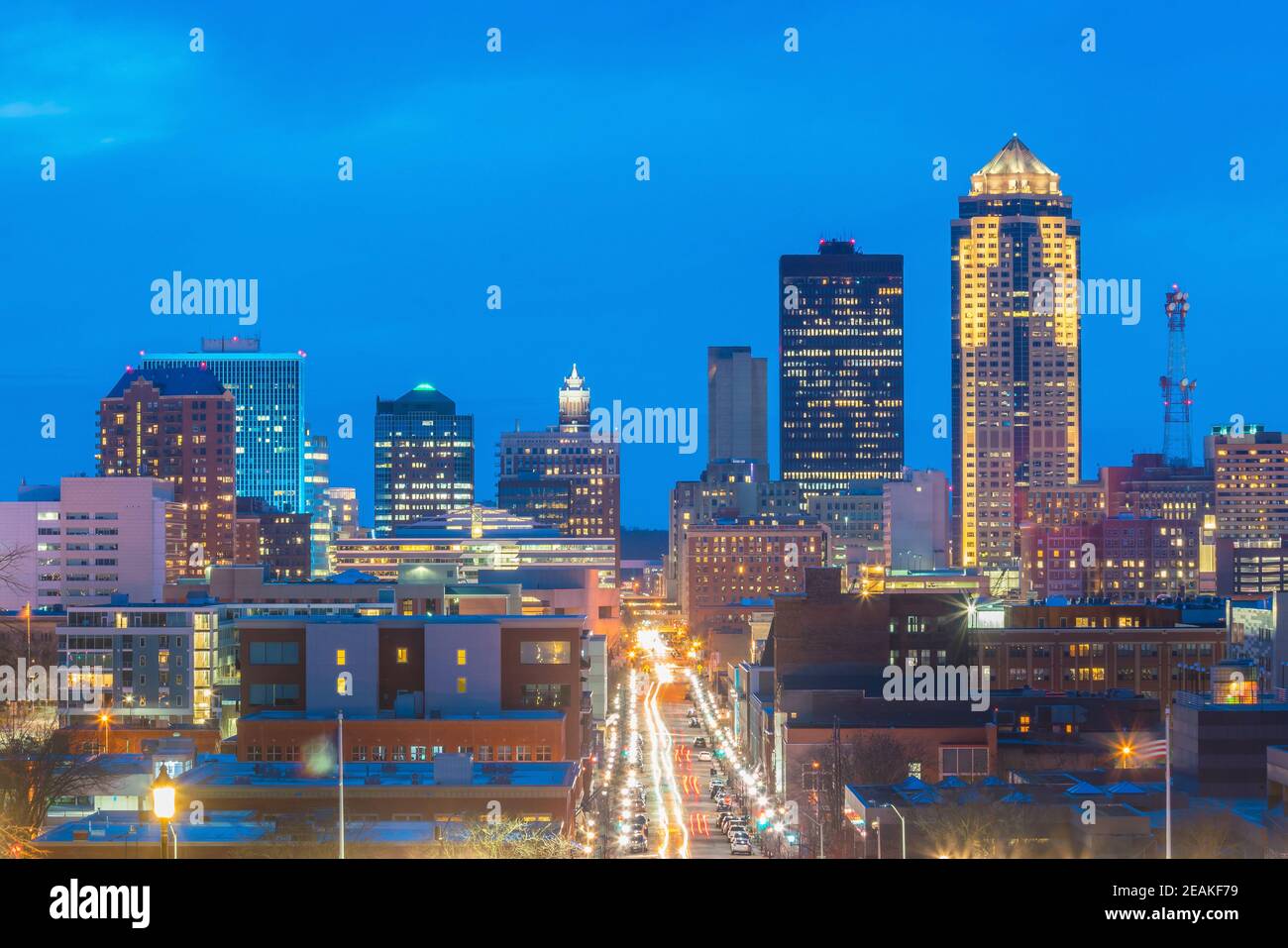 Des Moines Iowa Skyline aux États-Unis Banque D'Images