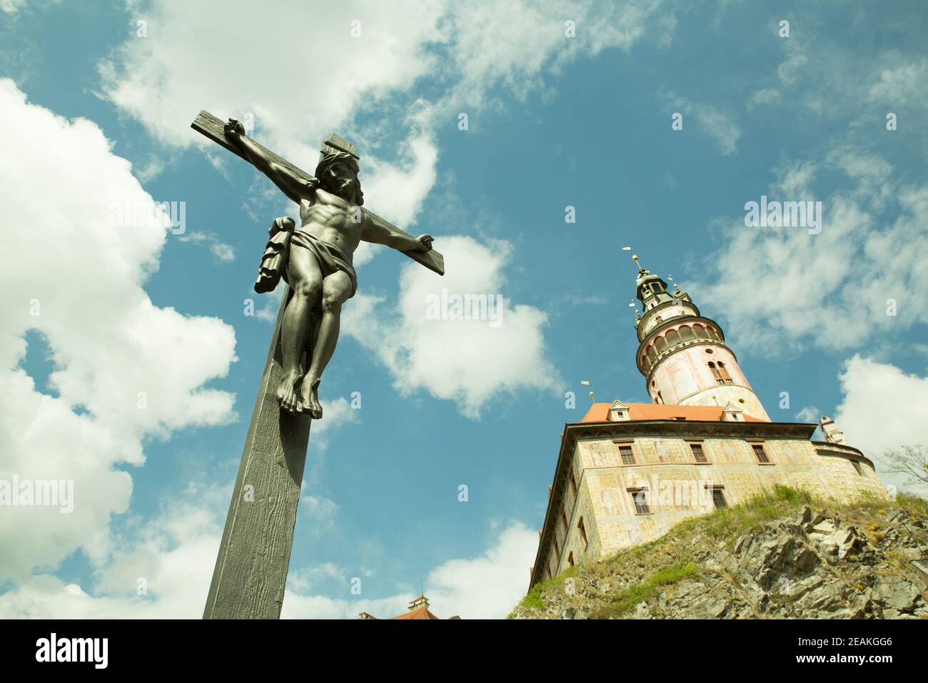 Christ sur la croix à Cesky Krumlov Banque D'Images