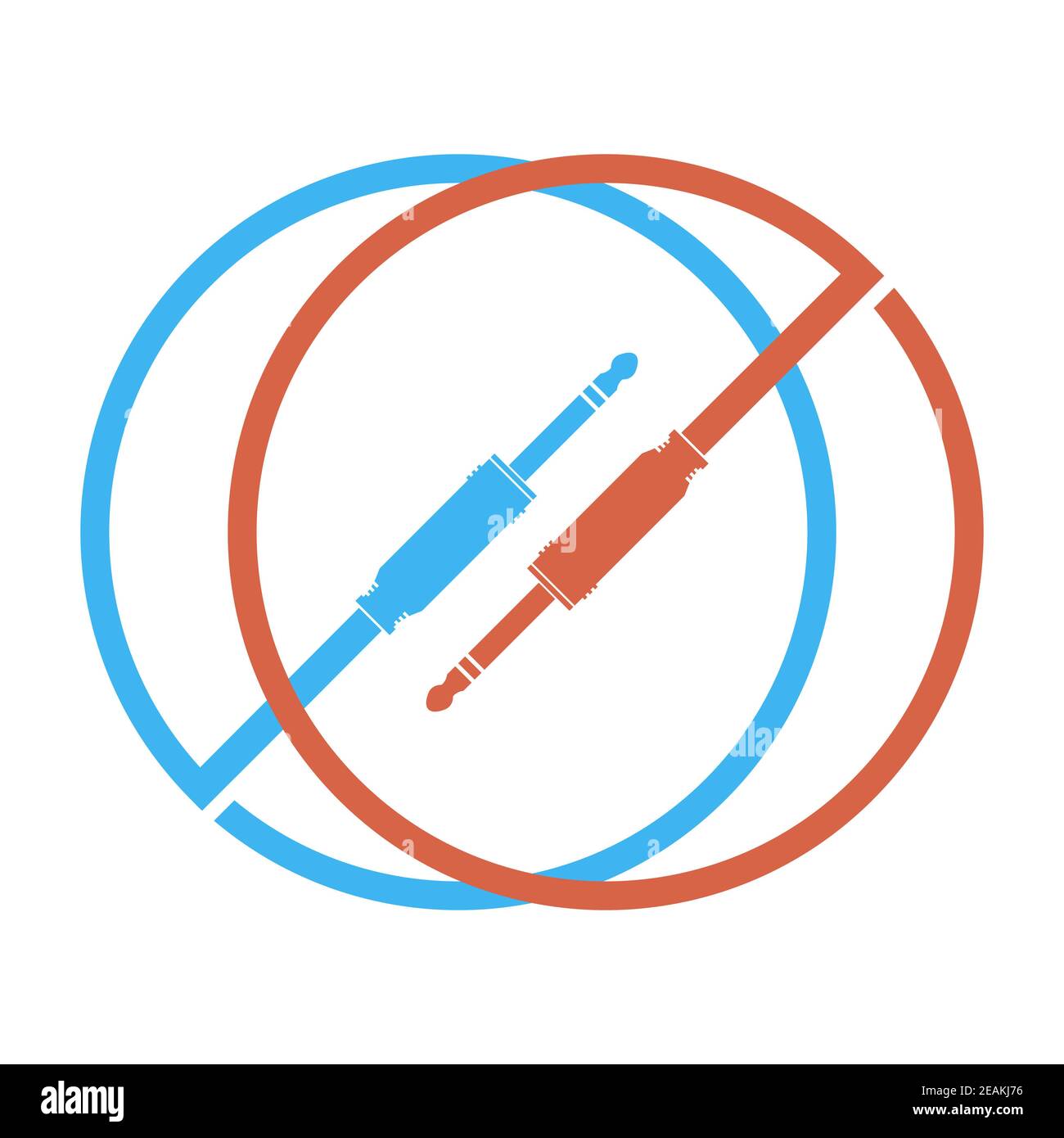 Logo du câble audio numérique coaxial isolé sur fond blanc Banque D'Images