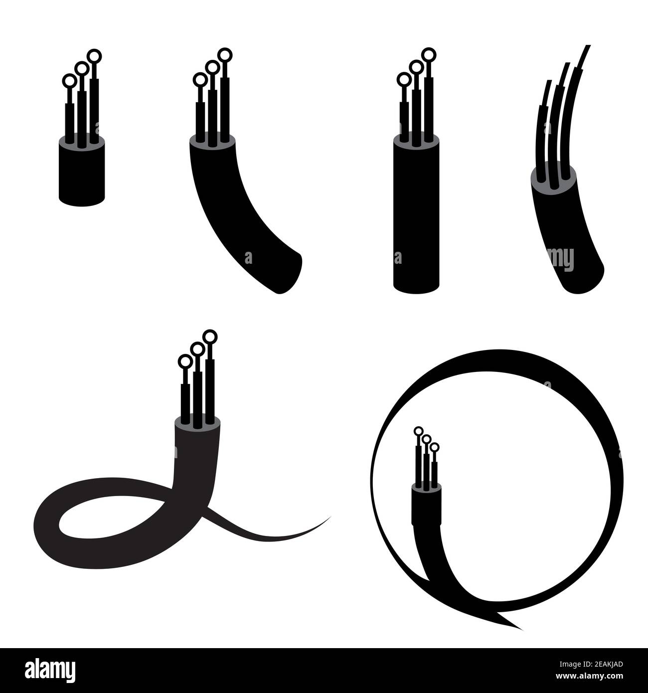 Jeu de logos de câbles numériques coaxiaux isolés sur fond blanc Banque D'Images