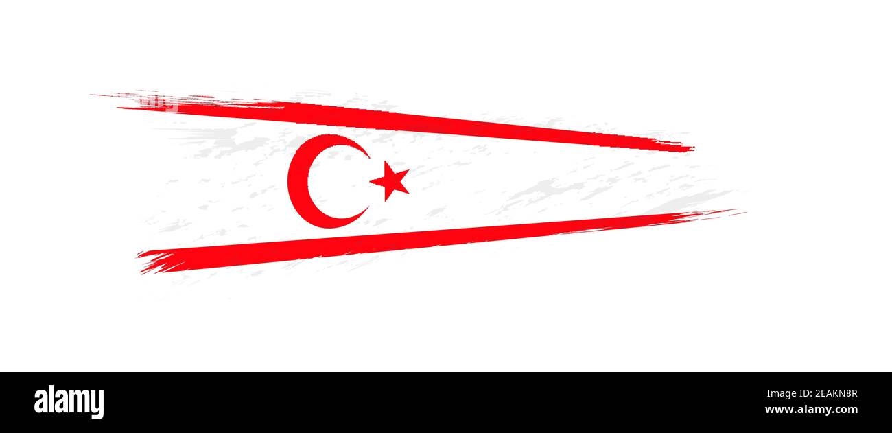 Drapeau de Chypre du Nord en forme de pinceau grunge, illustration de grunge vecteur. Illustration de Vecteur