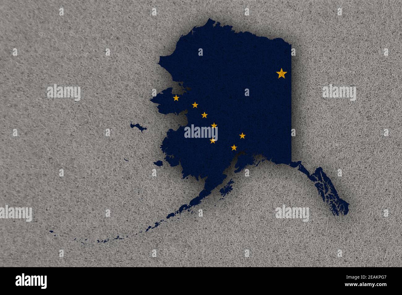 Carte et drapeau de l'Alaska sur le feutre Banque D'Images