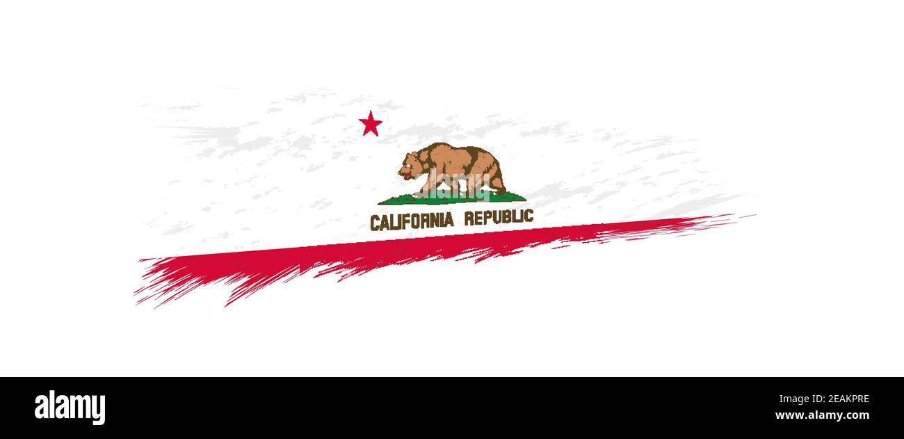 Drapeau de l'État de Californie des États-Unis en trait de pinceau de grunge, illustration de grunge vectorielle. Illustration de Vecteur