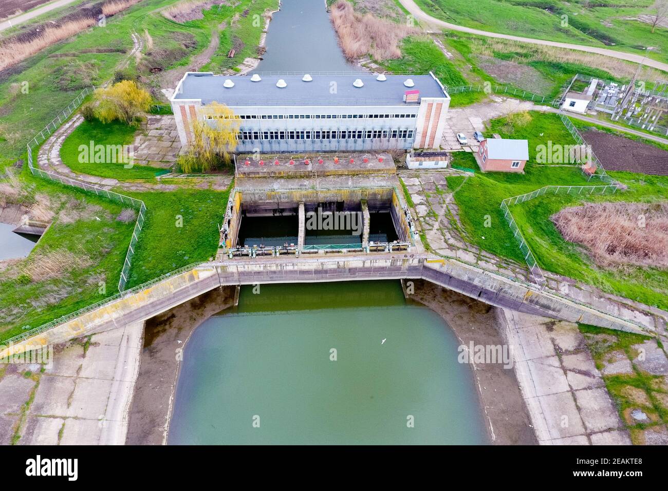 Station de pompage d'eau, de système d'irrigation des rizières. Voir Banque D'Images