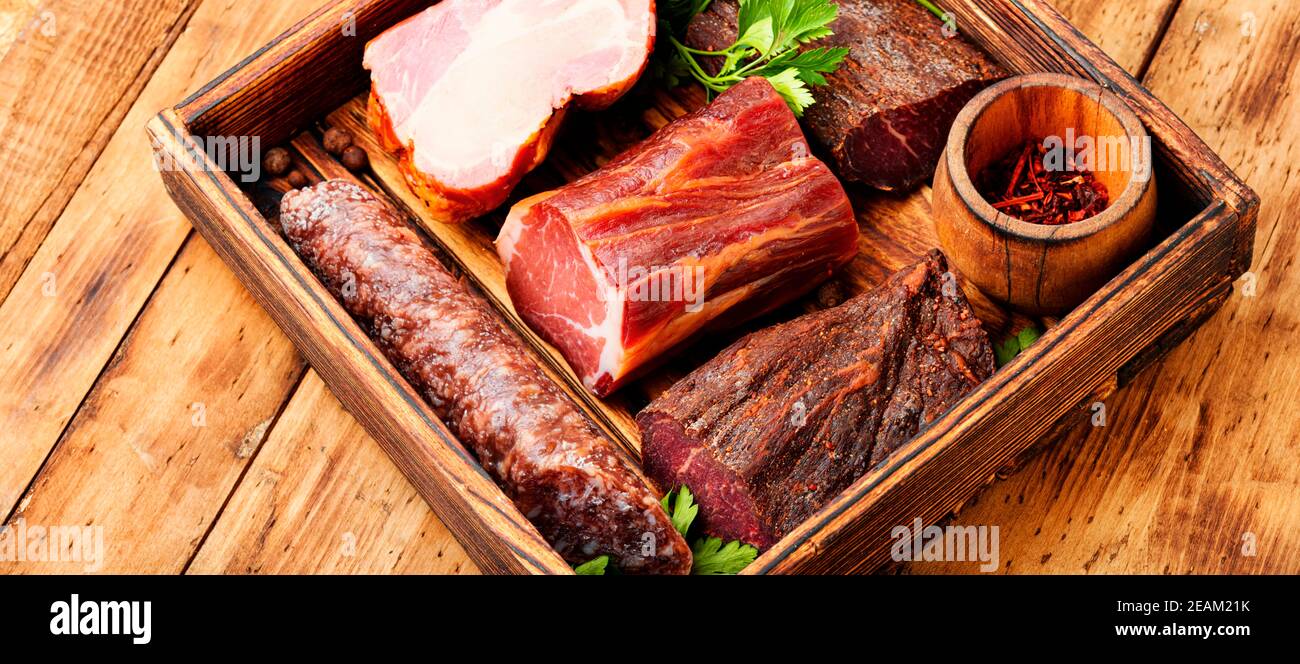 Planche à découper de viande séchée Banque D'Images