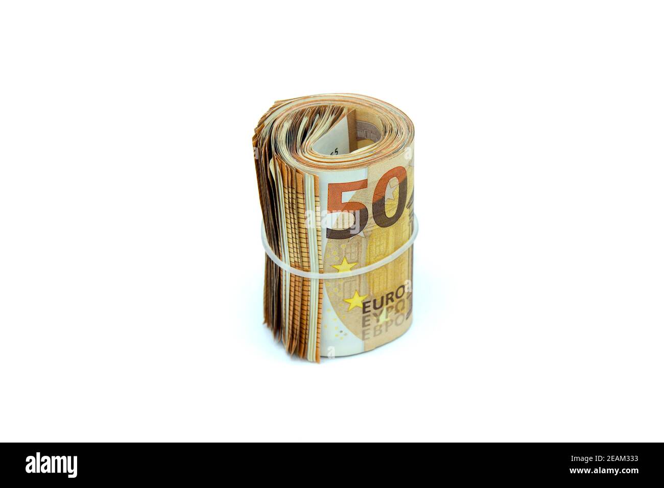 Rouleau de billets en euros Banque D'Images