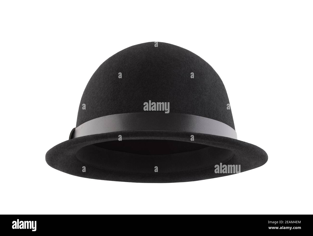 Chapeau de style bowling noir isolé sur fond blanc avec passe-cheveux Banque D'Images