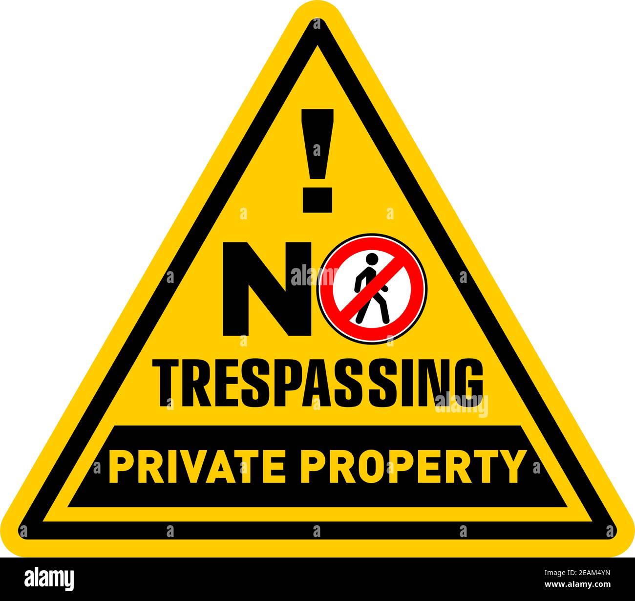 Panneau d'interdiction triangulaire. Propriété privée, pas d'intrusion. Illustration, vecteur Illustration de Vecteur