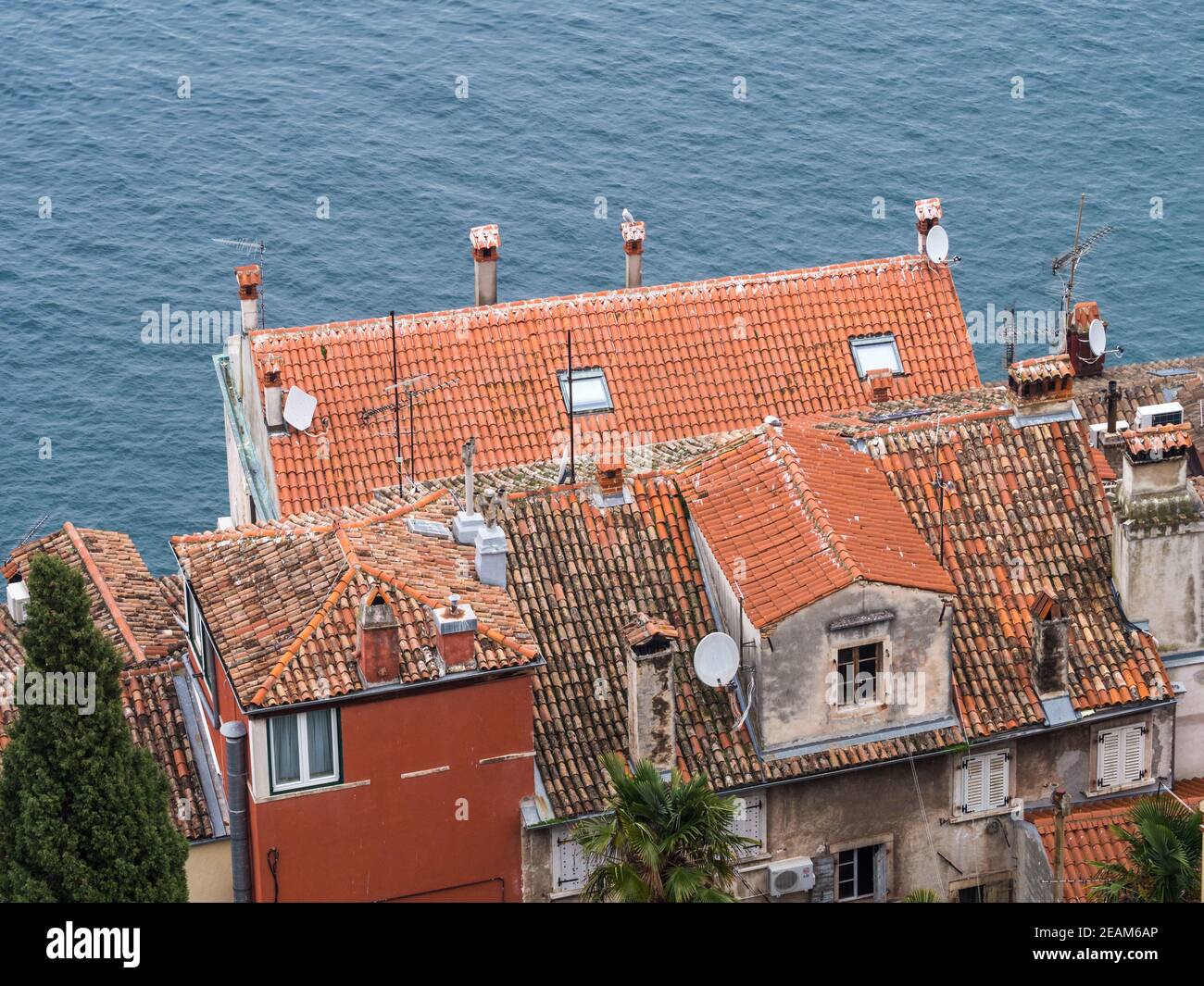 Vue depuis le clocher de Rovinj, Croatie Banque D'Images