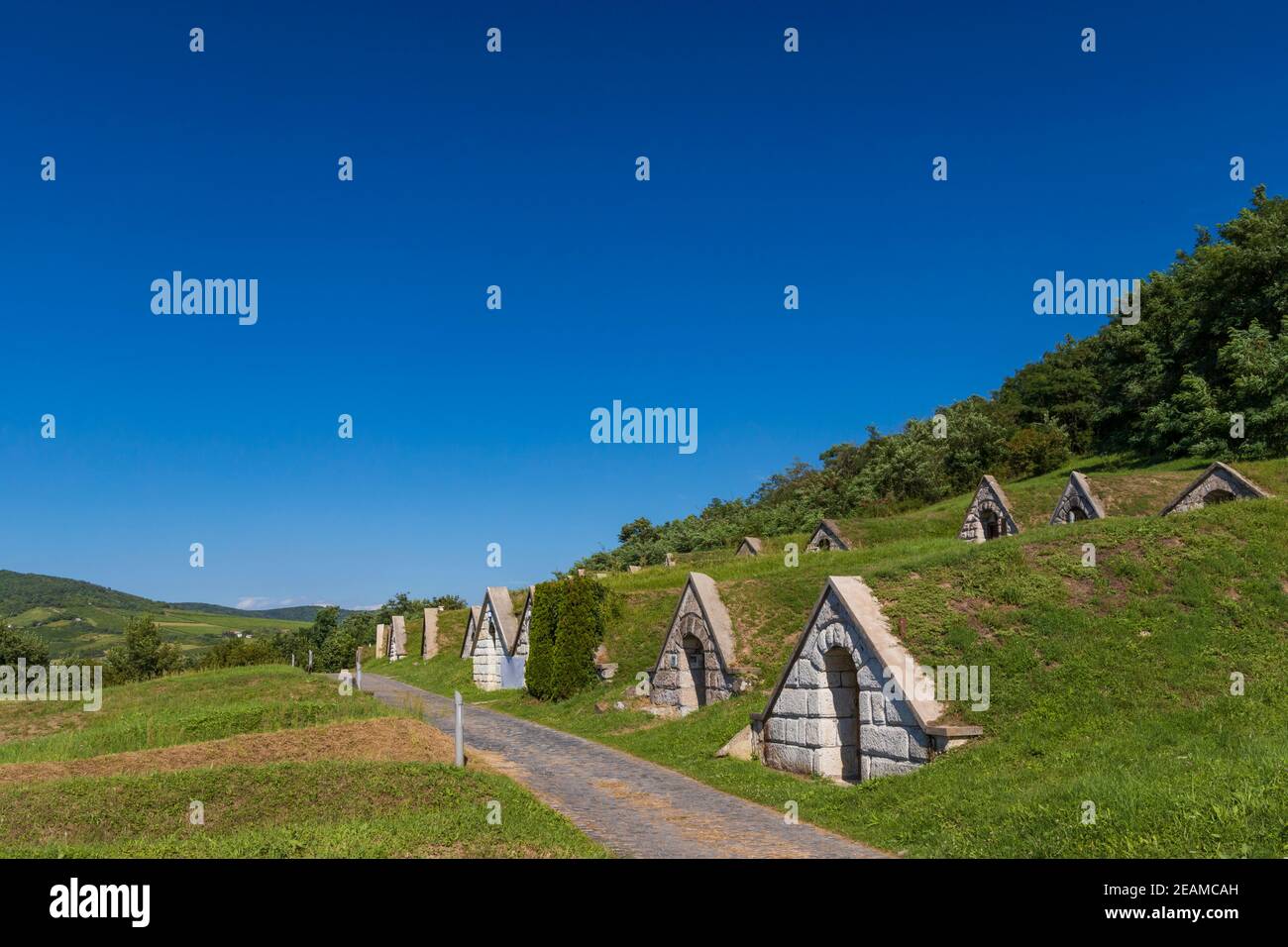 Gombos-hegyi pincesor à Hercegkut, site de l'UNESCO, Grande Plaine, Hongrie du Nord Banque D'Images