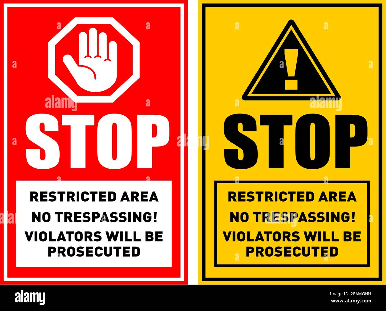 Panneau d'arrêt d'interdiction. Zone restreinte, propriété privée, pas d'intrusion. Illustration, vecteur Illustration de Vecteur