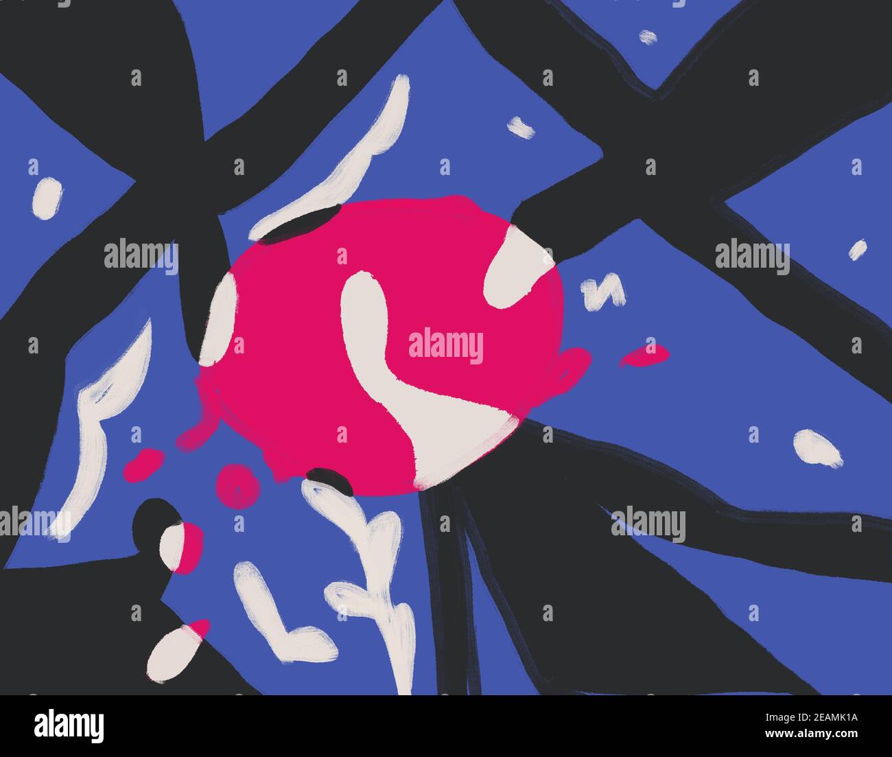 People Silhouette entourant une forme de cercle rose. Expressionisme et art du Fauvisme . Blanc et noir sur fond bleu. Art pour impression et poster Banque D'Images People Silhouette entourant une forme de cercle rose. Expressionisme et art du Fauvisme . Blanc et noir sur fond bleu. Art pour impression et poster Banque D'Images