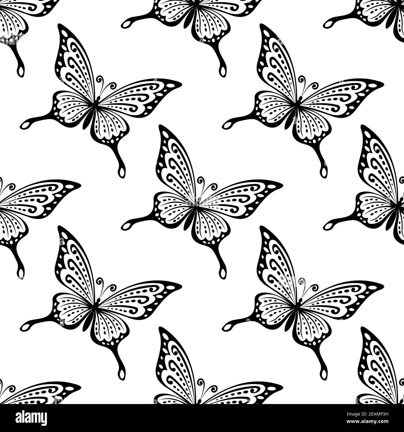 Motif sans couture de papillons noirs et blancs au format carré pour le papier peint ou le tissu Illustration de Vecteur Motif sans couture de papillons noirs et blancs au format carré pour le papier peint ou le tissu Illustration de Vecteur