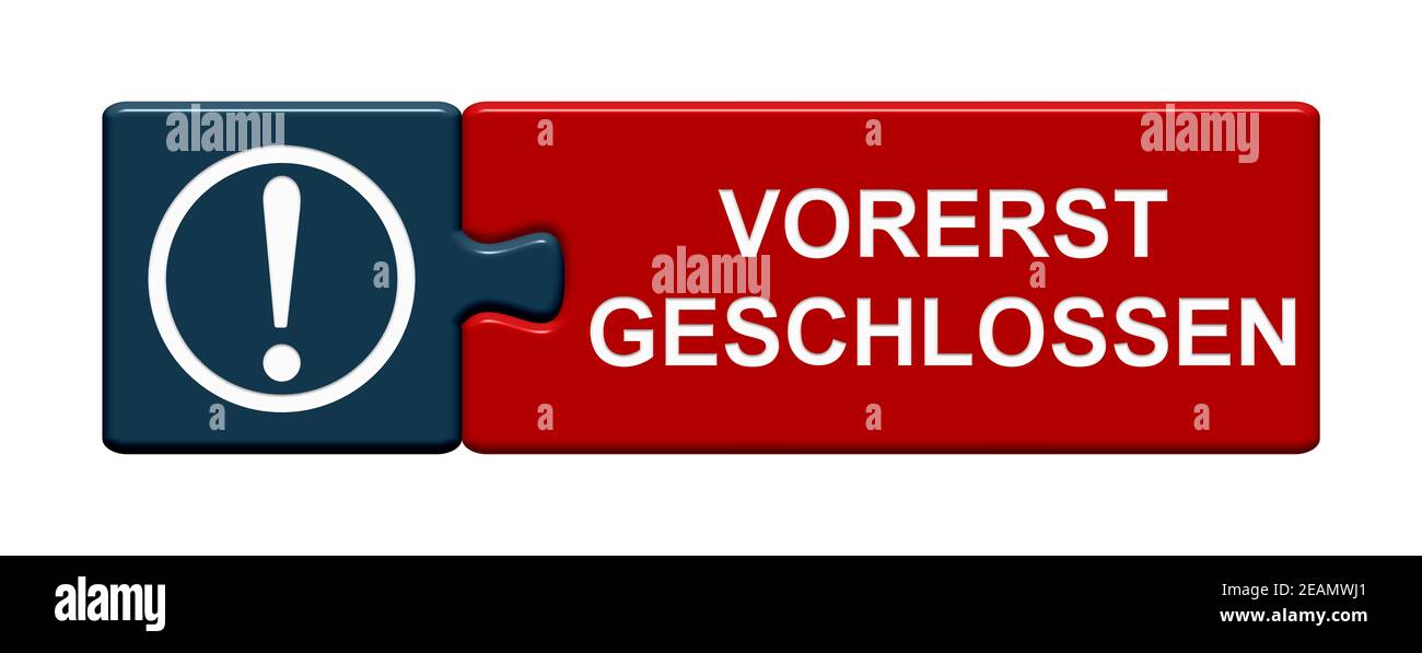 Illustration 3D du bouton Puzzle : temporairement fermé en allemand Banque D'Images