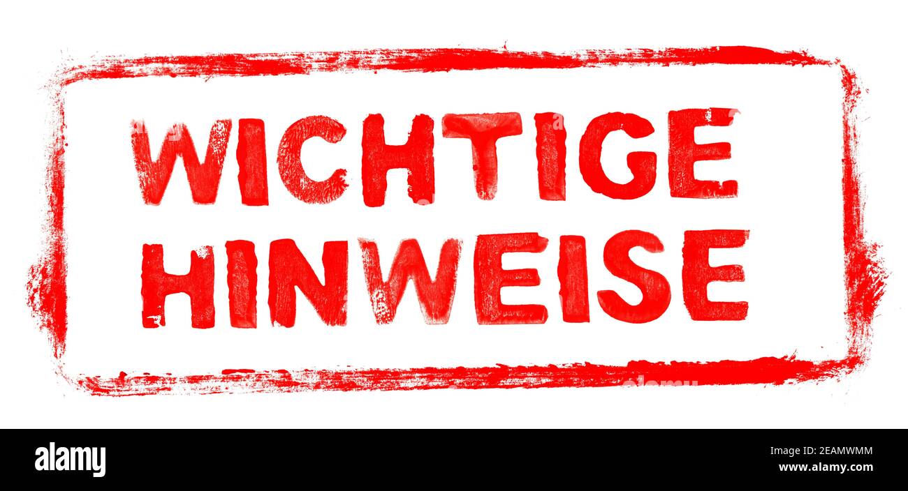 Cadre en pochoir rouge : bannière instructions importantes en allemand Banque D'Images