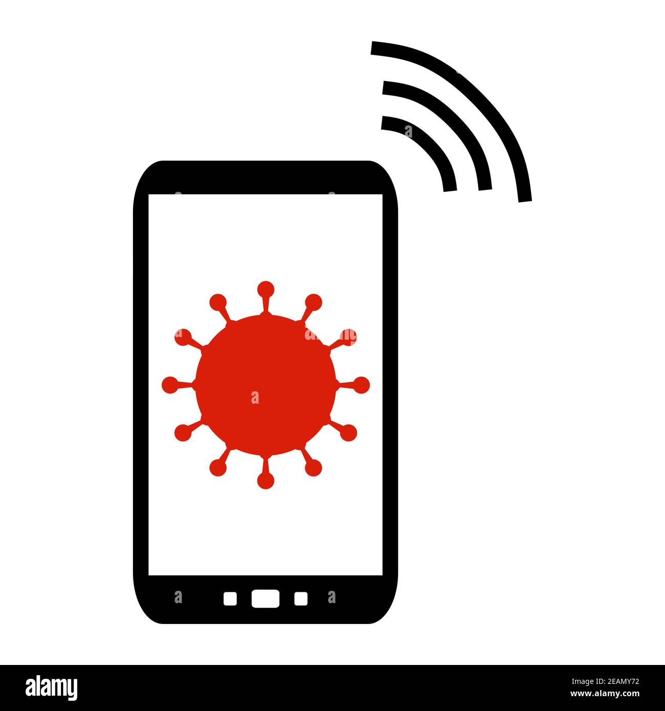 Envoi d'un smartphone avec coronavirus - Flat Design Banque D'Images