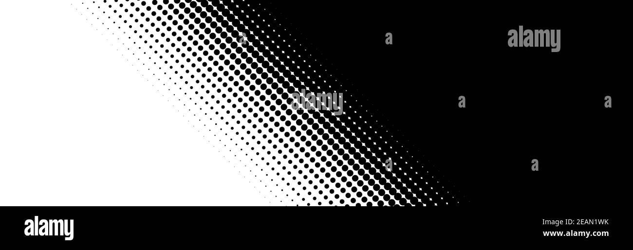 Texture noire et blanche avec points de dégradé diagonaux Banque D'Images