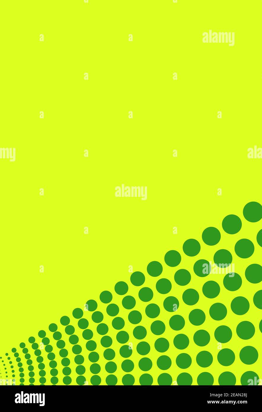 Arrière-plan jaune avec des rayons verts faits de points Banque D'Images
