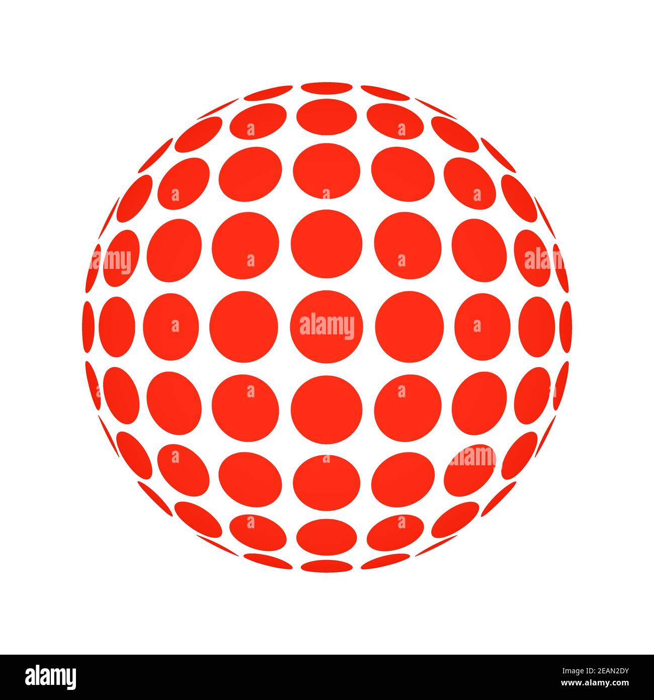 Points rouges sur la balle 3D blanche - Illustration 3D Banque D'Images