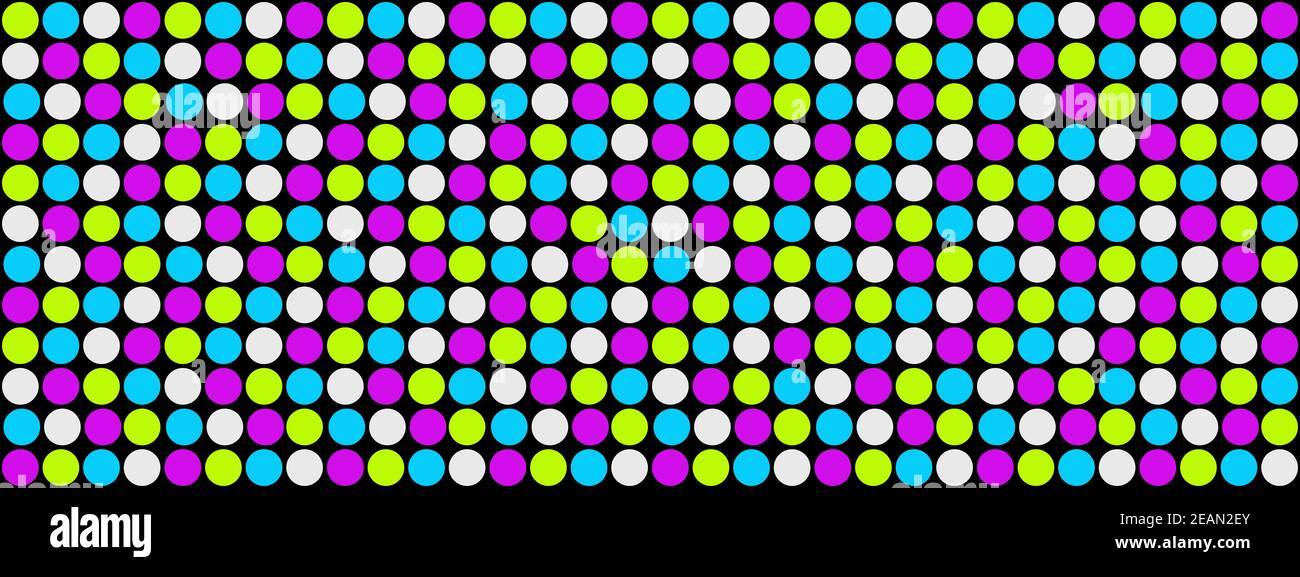 Bannière transparente avec points colorés sur fond noir Banque D'Images